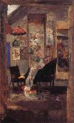 James Ensor Skeleton Looking at Chinoiseries oil painting